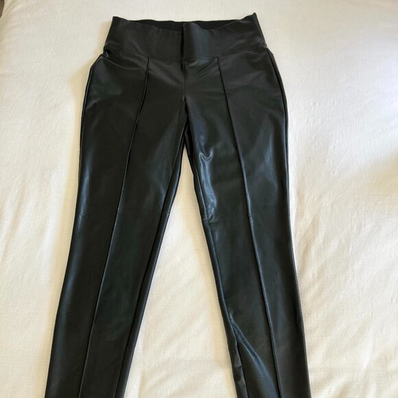 Nine West Faux Leather Seamed Ponte Leggings - Picture 1 of 4